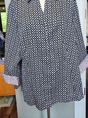 FOXCROFT NYC 3/4 Sleeve Button Down Shirt Sz 18W Fitted